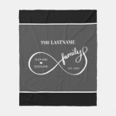インフィニティパーソナライズされたファミリ名と推定日付 フリースブランケット (正面)