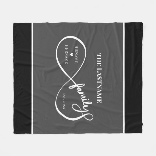 インフィニティパーソナライズされたファミリ名と推定日付 フリースブランケット (正面(横))