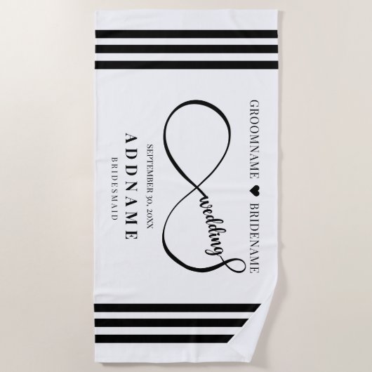 インフィニティパーソナライズされた結婚式の引き出物プレゼント ビーチタオル (正面)