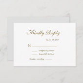 インフィニティマークの純白ゴールドグレー結婚式RSVP 招待状 (正面/裏面)