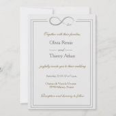 インフィニティユニークサイングレー金ゴールド白結婚色 招待状 (正面)