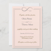 インフィニティユニークサインコーラルピンク金ゴールドグ結婚レイ 招待状 (正面)