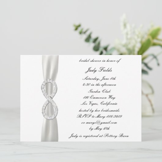 インフィニティ結婚ホワイトのブライダルシャワー招待 招待状 (スタンド正面)