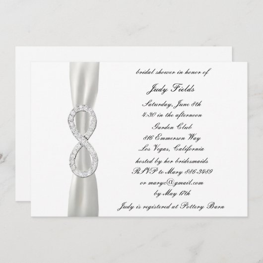 インフィニティ結婚ホワイトのブライダルシャワー招待 招待状 (正面/裏面)