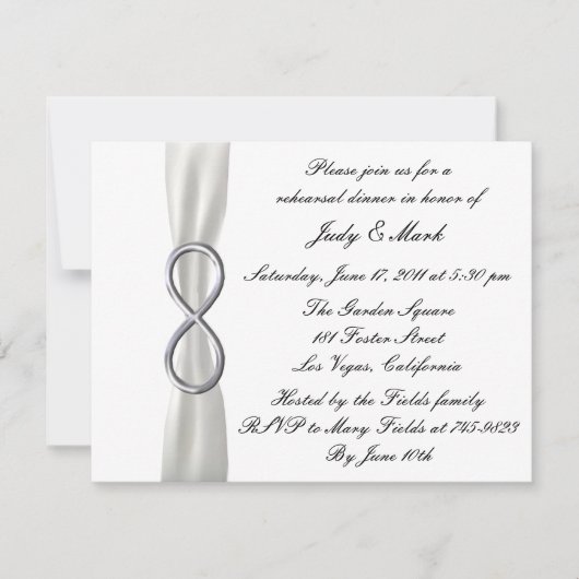 インフィニティ結婚ホワイトのリハーサルディナー招待状 招待状 (正面)