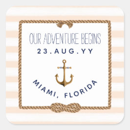 インフィニティ航海のノットコーラルストライプのホワ結婚イト スクエアシール