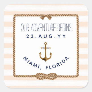 インフィニティ航海のノットコーラルストライプのホワ結婚イト スクエアシール