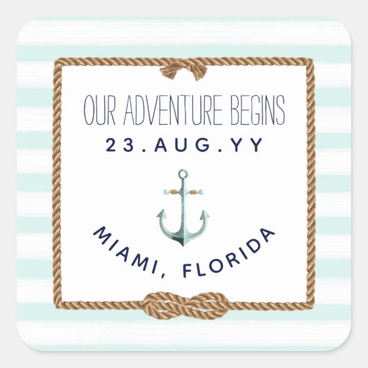 インフィニティ航海のノットミントホワストライプのイト結婚ズ スクエアシール (正面)