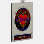 インフィニティ芸術的ハートメモリのフラグ記号Orna シルバープレートバナーオーナメント (右)