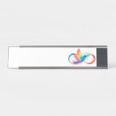 インフィニティ記号付き虹のハミングバード デスクネームプレート (正面)