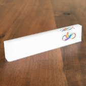 インフィニティ記号付き虹のハミングバード デスクネームプレート (側面)