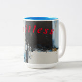 「インフィニティ・フュージョン – 2トーンマグカップと抽象芸術・ブルー ツートーンマグカップ (正面右)