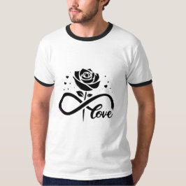 インフィニティ ラブ ブラック ローズ - 永遠のロマンティック ラブ D Tシャツ