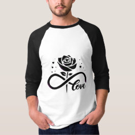 インフィニティ ラブ ブラック ローズ - 永遠のロマンティック ラブ D Tシャツ