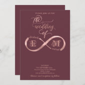 インフィニティ ローズゴールド ロマンチック モノグラム カリグラフィー 招待状 (正面/裏面)