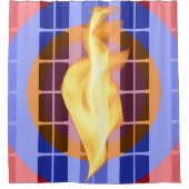 インフェルノグリッド：炎の抽象芸術シャワーカーテン シャワーカーテン (正面)