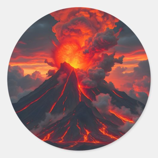 インフェルノサミット - 火山の幻想的な風景 ラウンドシール (正面)