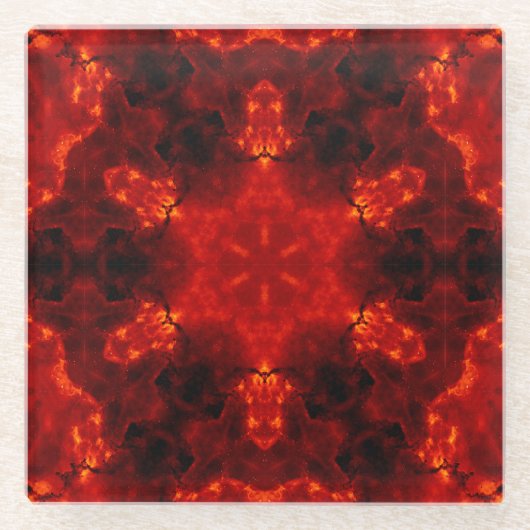 インフェルノネクサス – ファイエリー万華鏡のように千変万化するパターンアート ガラスコースター (正面)
