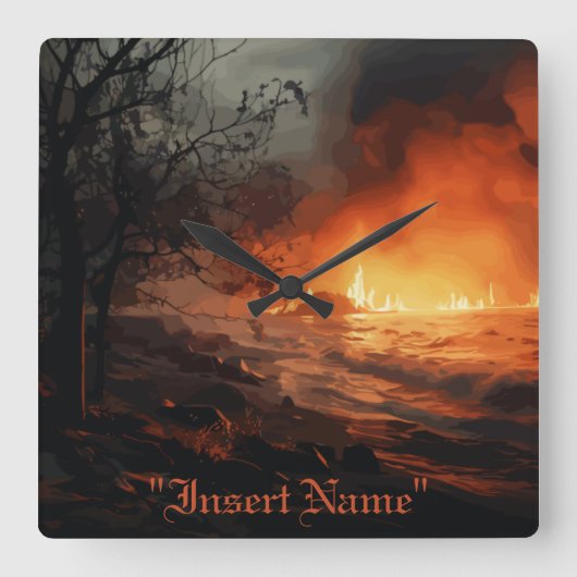 インフェルノ スクエア壁時計 (正面)