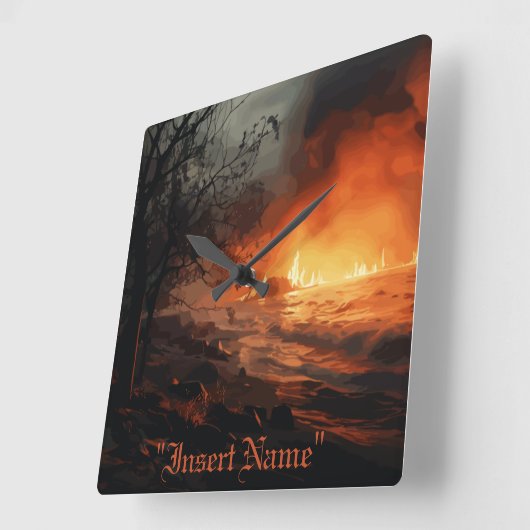 インフェルノ スクエア壁時計 (傾斜)