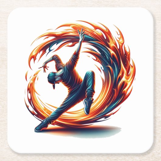 インフェルノ・スピン – Breakdanceの精神に点火 スクエアペーパーコースター (正面)