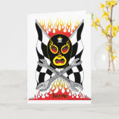 インフェルノ・ルチャドール・メキシコのレスラーのグリーティングカード カード (黄色い花)