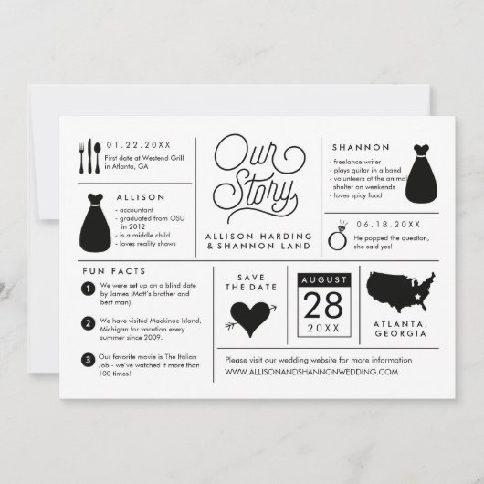 インフォグラフィックの保存日付の婚約の発表 セーブザデート (正面)