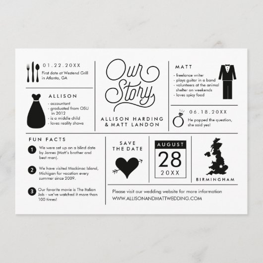 インフォグラフィックセーブ・ザ・デート案内英国 セーブザデート (正面)