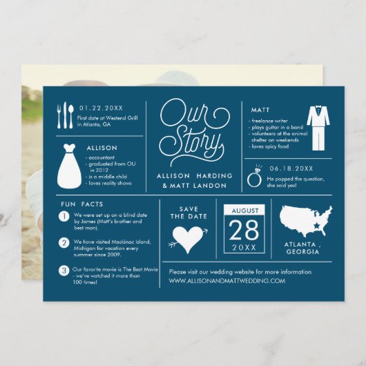 インフォグラフィック日付の保存婚約の発表 セーブザデート (正面/裏面)