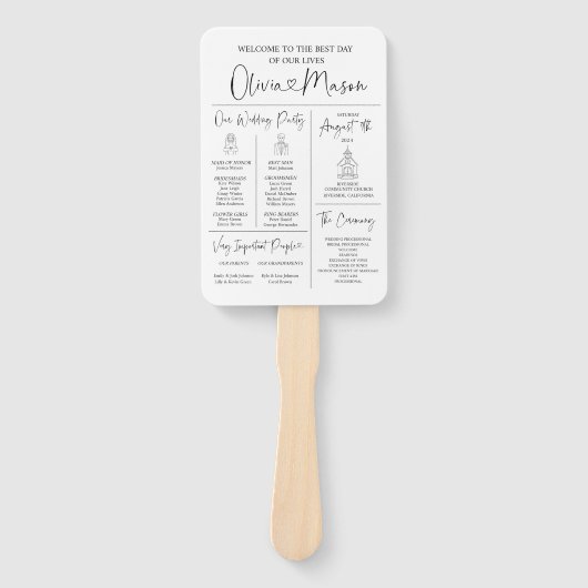 インフォグラフィック結婚式 プログラムハンドファン ハンドファン (正面)