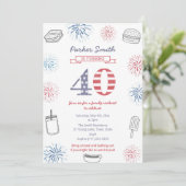 インフォーマルバックヤード40th誕生日パーティー 招待状 (スタンド正面)