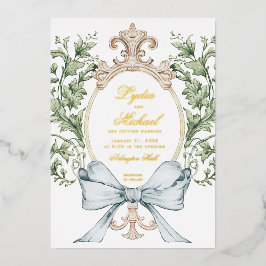 インフォーマルリーフクレスト（弓あり） |モノグラム結婚ズ 箔招待状