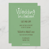 インフォーマル結婚のモダンタイポグラフィ・セージ・グリーン 招待状 (正面/裏面)