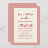 インフォーマル結婚式招待状ダスキーピンク&クリーム 招待状 (正面/裏面)