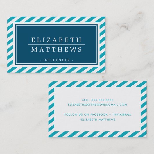 インフモダンロスタイリッシュ縁どンサー水色 名刺 (正面/裏面)