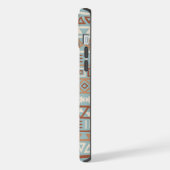 インフルエアステカントパターンブルークリームテラコタス iPhoneケース (左側面)