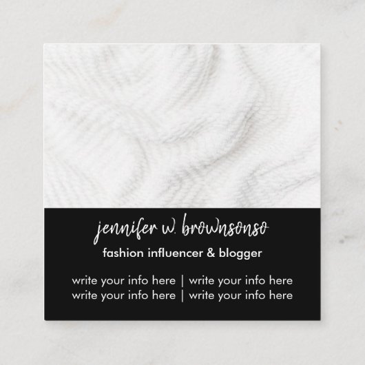 インフルエカスタムンサーの写真を黒に追加 スクエア名刺 (裏面)