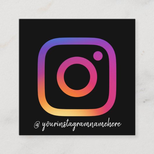 インフルエカスタムンサーの写真を黒に追加 スクエア名刺 (正面)