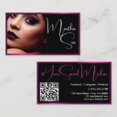 インフルエモダンンサーモデルの黒とピンクの写真イメージ 名刺 (正面/裏面)