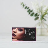 インフルエモダンンサーモデルの黒とピンクの写真イメージ 名刺 (スタンド正面)