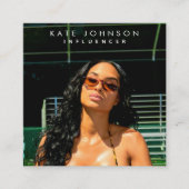 インフルエモダンンサー写真QRコードソーシャルメディア スクエア名刺 (正面)