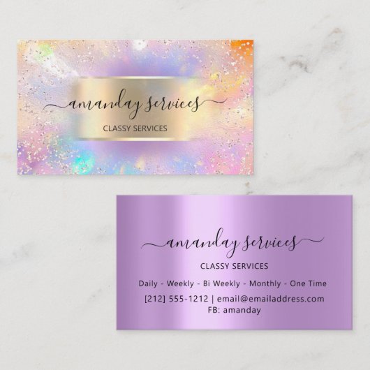 インフルエンサーの青い金ゴールドが金ゴールドを漂流するホログラフィックブログ 名刺 (正面/裏面)