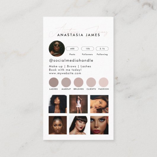 インフルエンサーエステティシャンソーシャルメディアQRコードピンク 名刺 (裏面)