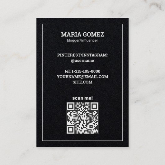 インフルエンサーカスタムブロガーQR & Photo 名刺 (裏面)
