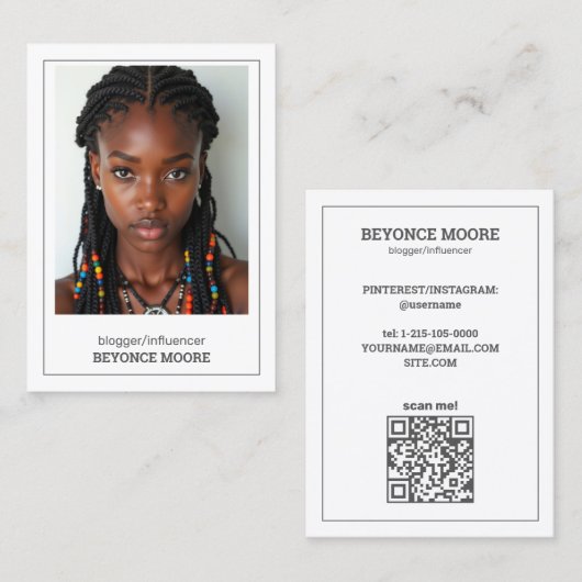 インフルエンサーカスタムブロガーQR & Photo 名刺 (正面/裏面)