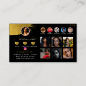 インフルエンサーブラック&金ゴールドソーシャルメディアQRコード 名刺 (裏面)