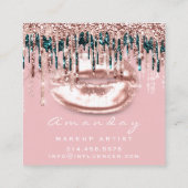 インフルエンサーメイクアップアーティストドリップリップバラピンク スクエア名刺 (裏面)