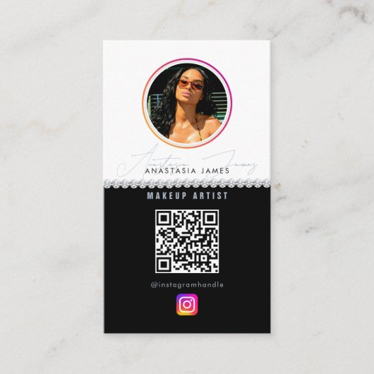 インフルエンサー写真グ食べ物を与えリッドソーシャルメディアダイヤモンド 名刺 (正面)