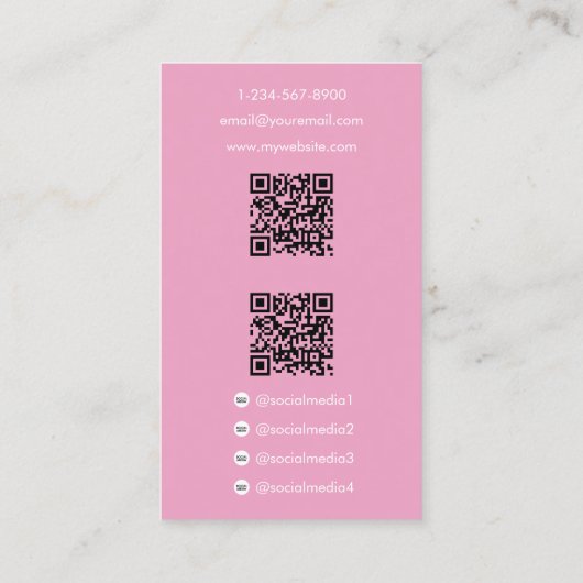 インフルエンサー写真ソーシャルメディア美しい2 QRコード 名刺 (裏面)