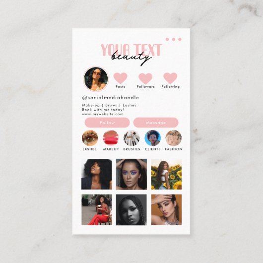 インフルエンサー写真ソーシャルメディアQRコードテンプレート 名刺 (裏面)